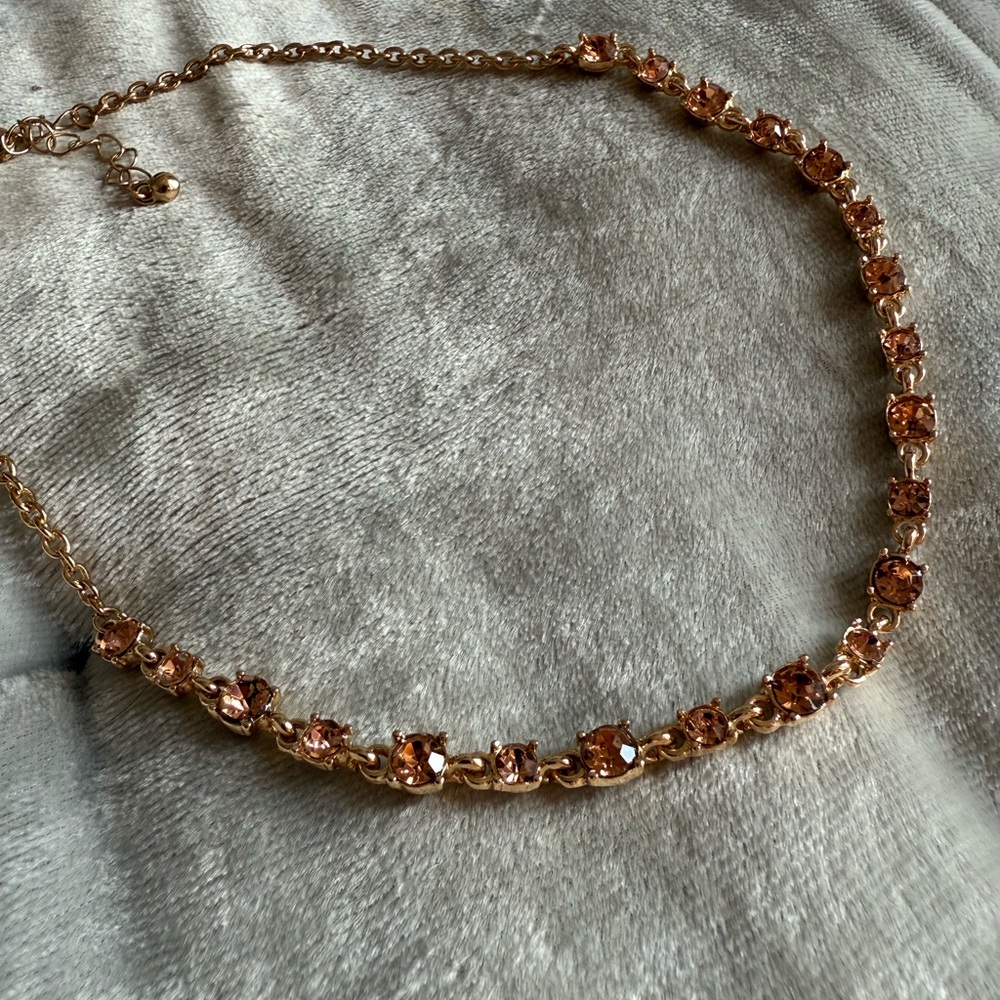 Peachy Pink Aurora Crystal Collet Necklace